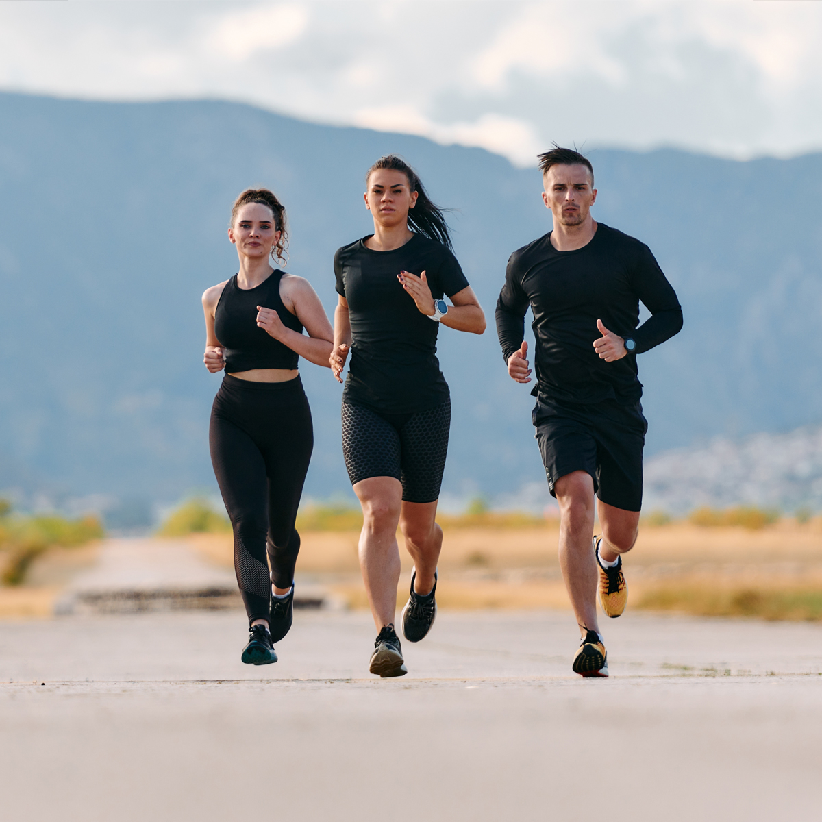 Athletes running together